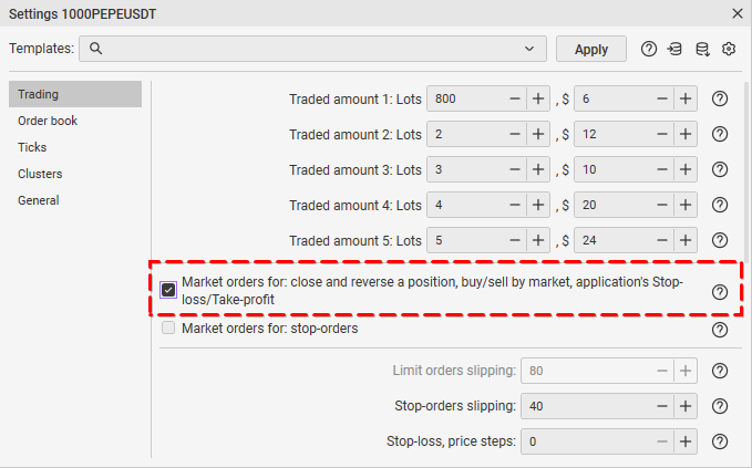 Close and Reverse Position, Buy/Sell by Market, application’s Stop-Loss/Take-Profit