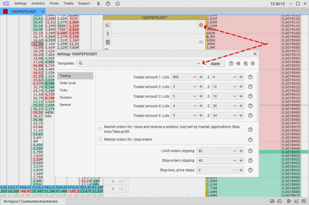 Ticker settings templates