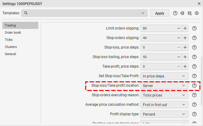 Set the Location of Stop-Loss and Take-Profit on the Server