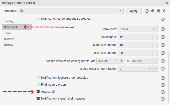 Order Book Autoscroll