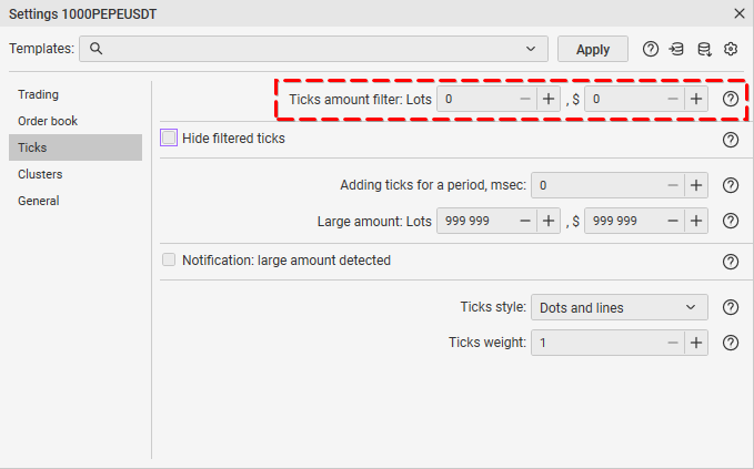 Ticks Amount Filter