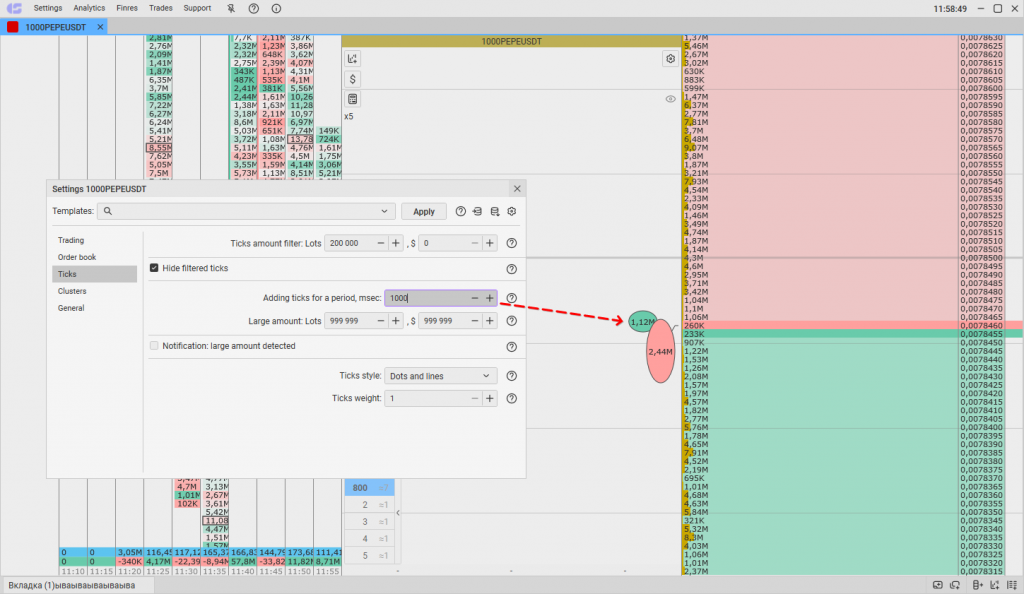 Adding Ticks for a Period, msec