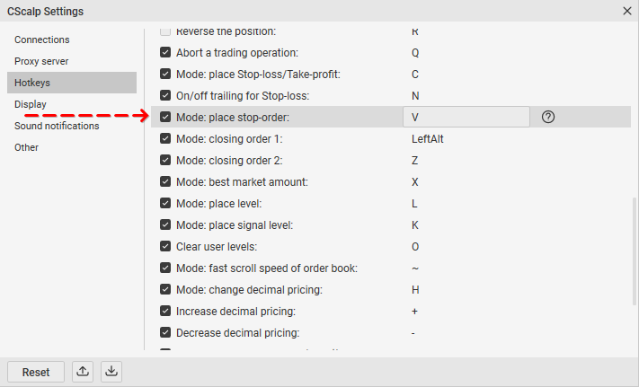 Change hotkey in CScalp