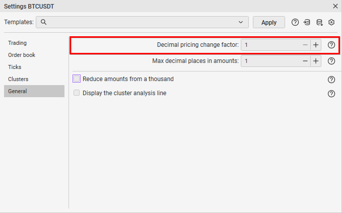 Order book scaling in CScalp