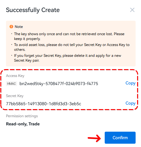 "Secret Key" and "Access Key"