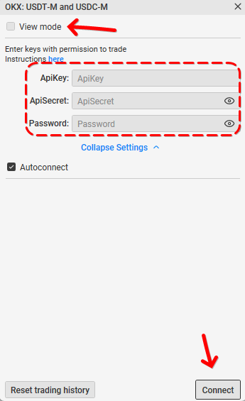 Enter API keys