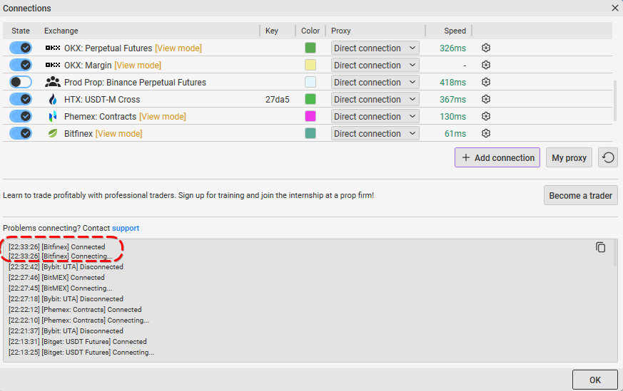 Connect CScalp to Bitfinex