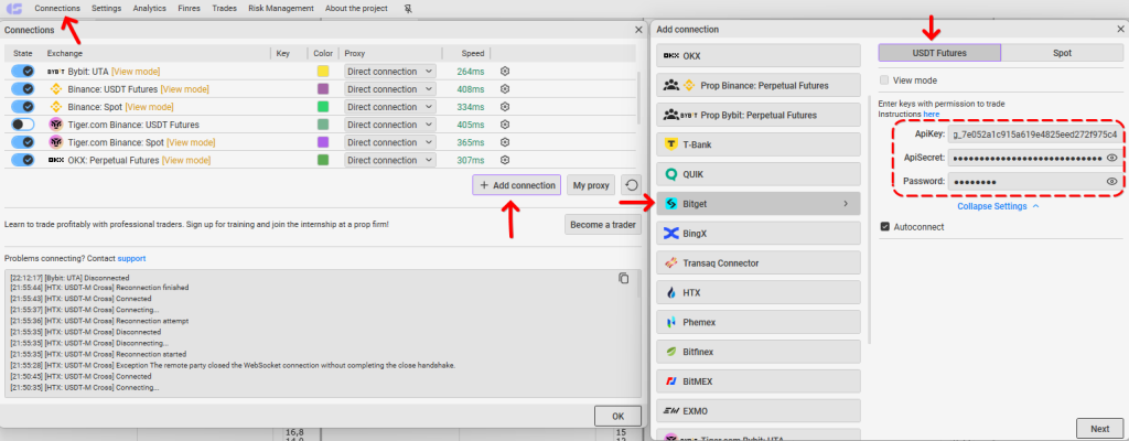 How to Connect CScalp to Bitget