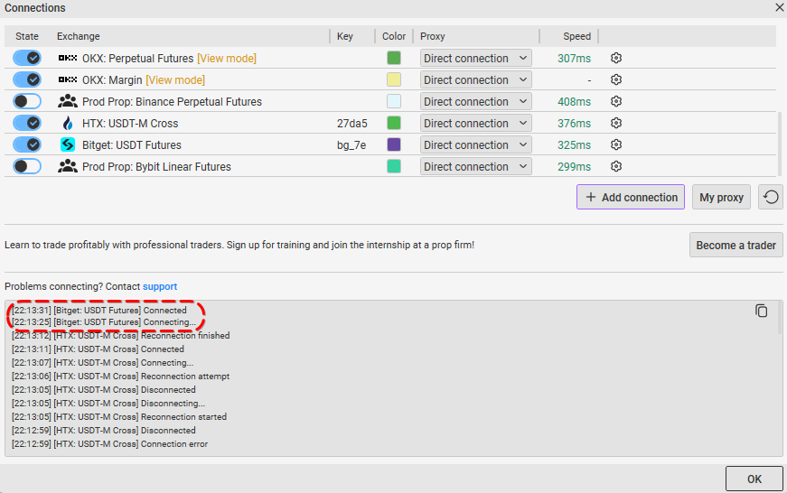 How to Connect CScalp to Bitget