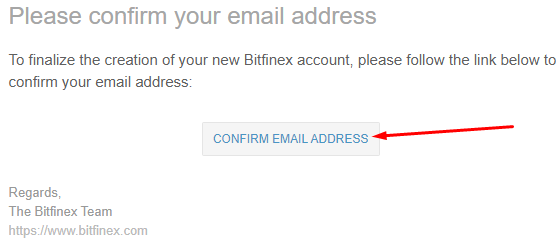 Correo electrónico para confirmar el código de descuento Bitfinex