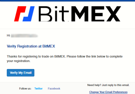 Correo electrónico para confirmar el descuento BitMEX