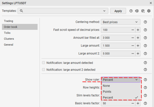 configurar el libro de pedidos en CScalp