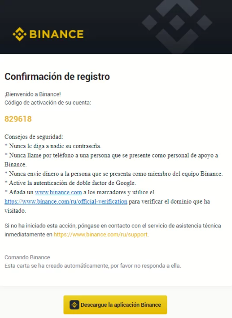 Confirma tu email para usar Binance id de referencia