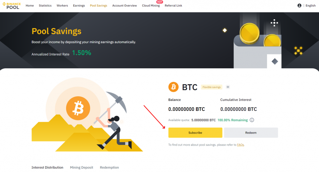 Binance Pool Pool Savings product page