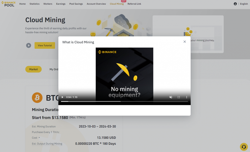 Binance Cloud Mining Tutorial Video screenshot