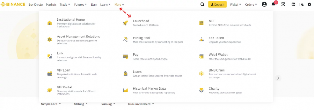 Accessing Launchpad through the “More” Tab