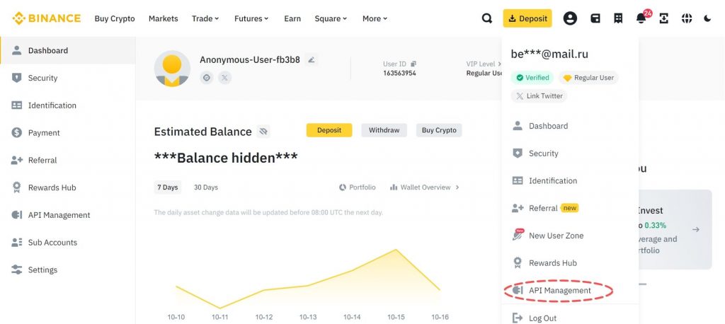 Binance APIs management option: How to generate the Binance API Key