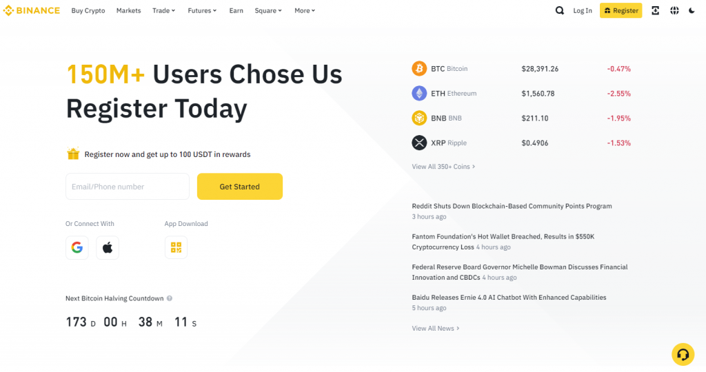 Binance official website homepage