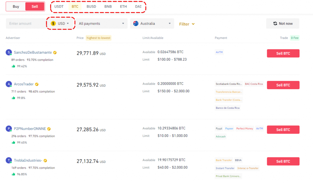 Withdrawal from Binance through P2P