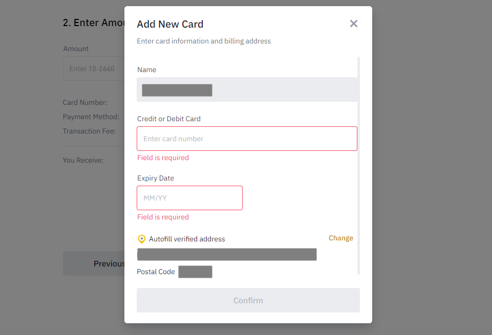 In the next window, enter the card number and confirm. Return to the withdrawal window and enter the amount.