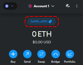 Interface of the MetaMask cryptocurrency wallet