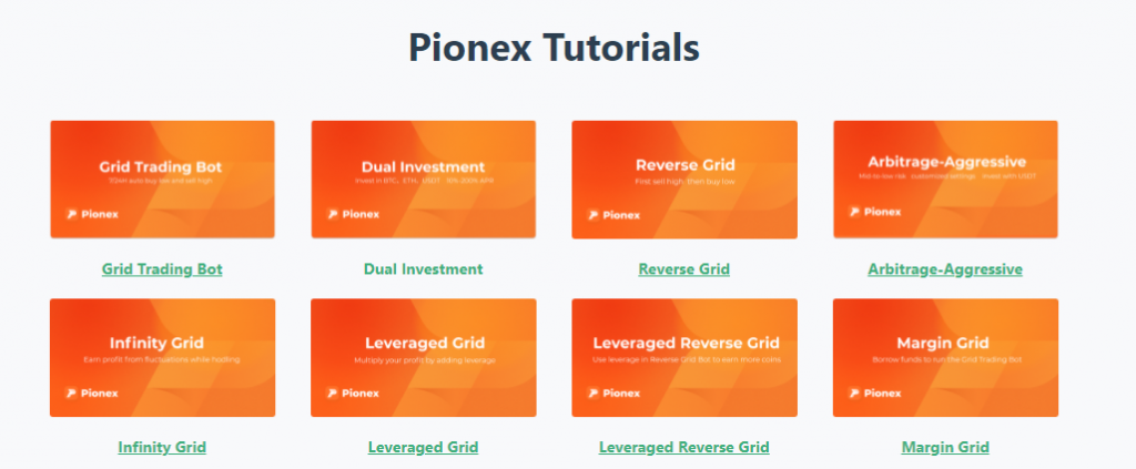 Pionex, Pionex Exchange, Pionex bots, Exhange and bots, DCA, DCA bot, Grid bot, Grid Trading, Martingale, Spot-Futures Arbitrage, and Rebalancing Bot (best for HODLing), Leveraged Grid, Margin Grid, Reverse/Leverage Reverse Grid, Infinity Grids