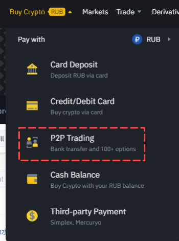 Binance Deposit: P2P Trading section on the official Binance website