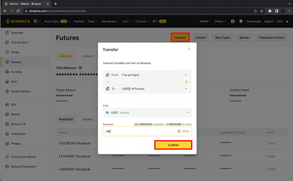 Tracking your deposit on Binance Futures