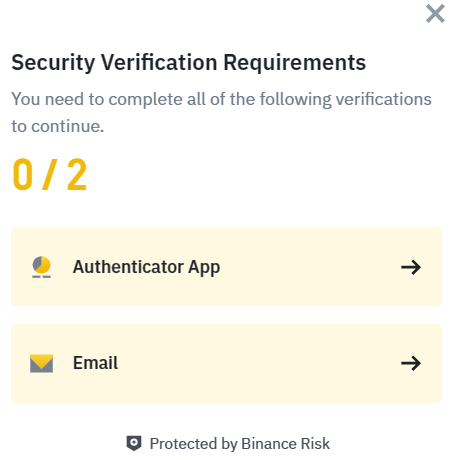 Binance security verification