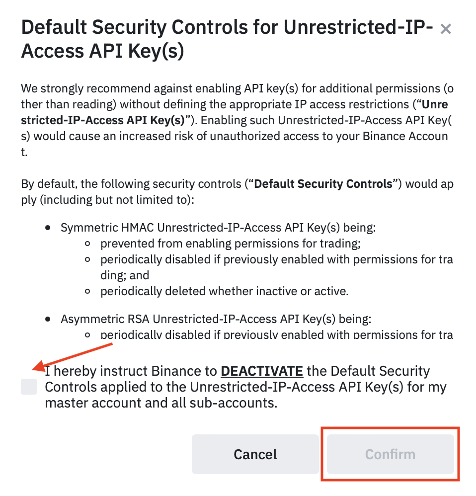 Binance default security control