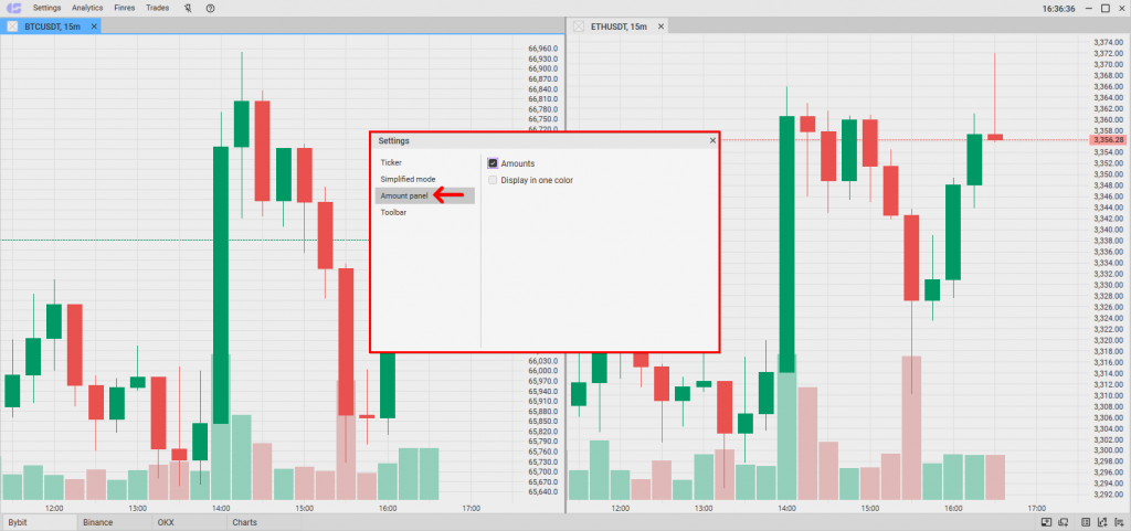 How to set general settings for charts, CScalp Charts