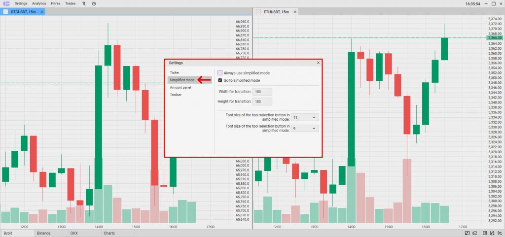 How to set general settings for charts, CScalp Charts