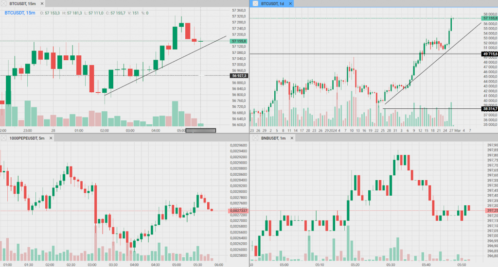 Chart features in the terminal, CScalp Charts