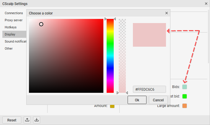 Application colors CScalp