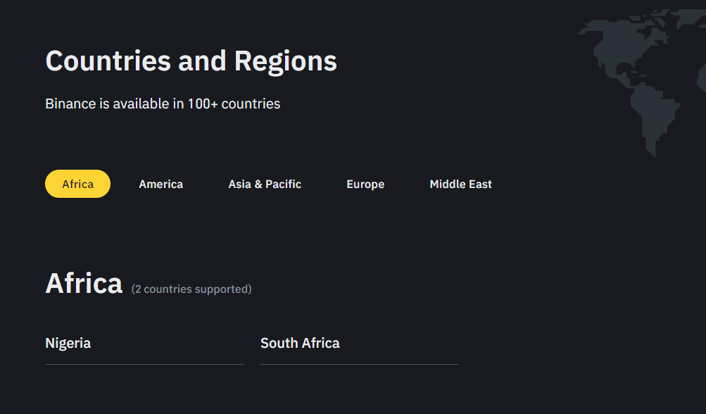 Binance Supported Countries: The Full List