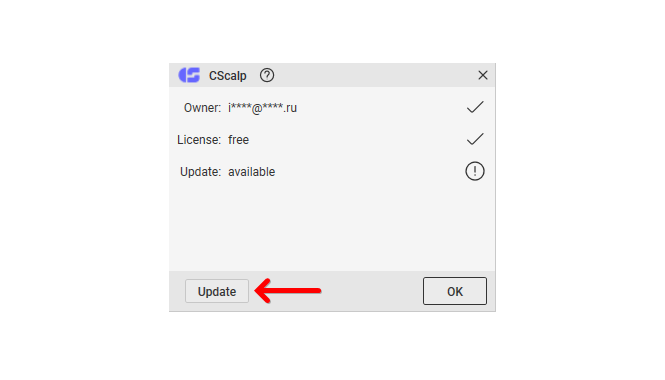 CScalp Update button is visible in the interface of the trading terminal