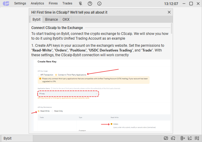 CScalp tutorial window