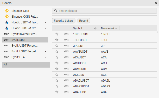 CScalp redesign: Instrument selection window
