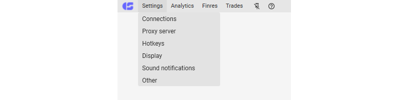 CScalp redesign: Settings tab of the beta version of CScalp