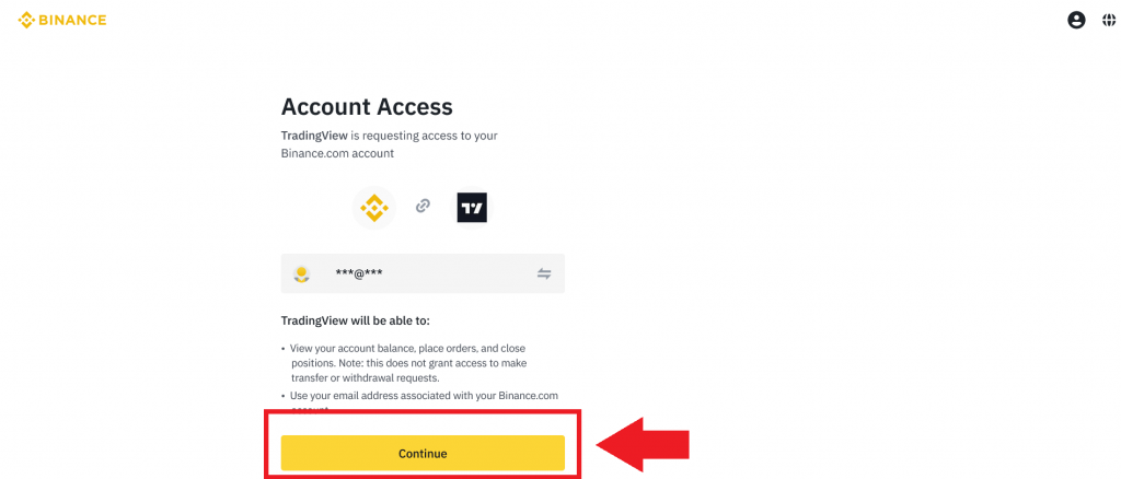 Solicitud para conectar TradingView a una cuenta Binance