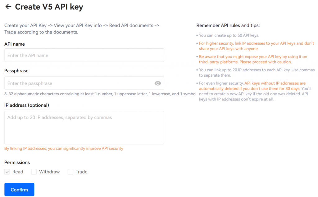 OKX API setting