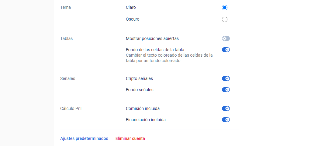 Ajustes adicionales para personalizar el Diario de Trading de CScalp