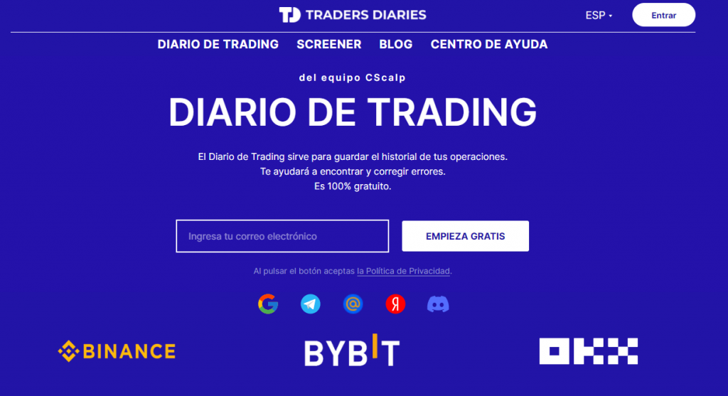 El diario de trading de CScalp