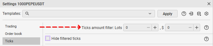 Ticks amount filter