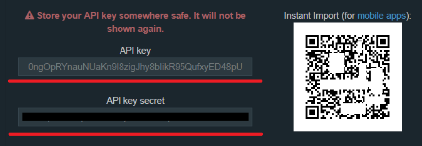Bitfinex API keys creation