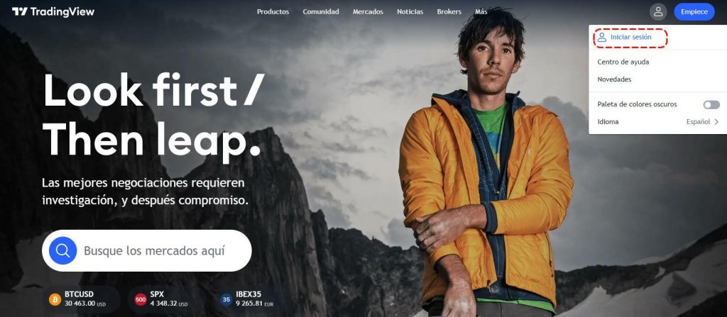 Boton para Iniciar sesión en TraingView