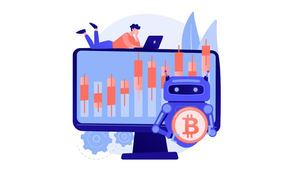Illustration of an arbitrage trading bots and price charts