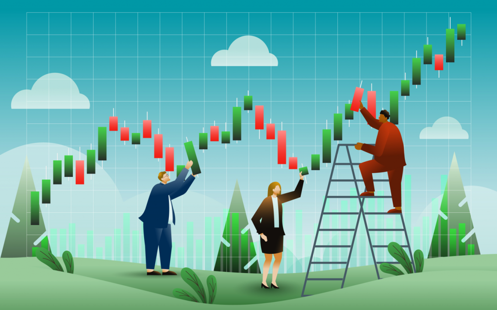 Psychology of candlesticks is represented on an image