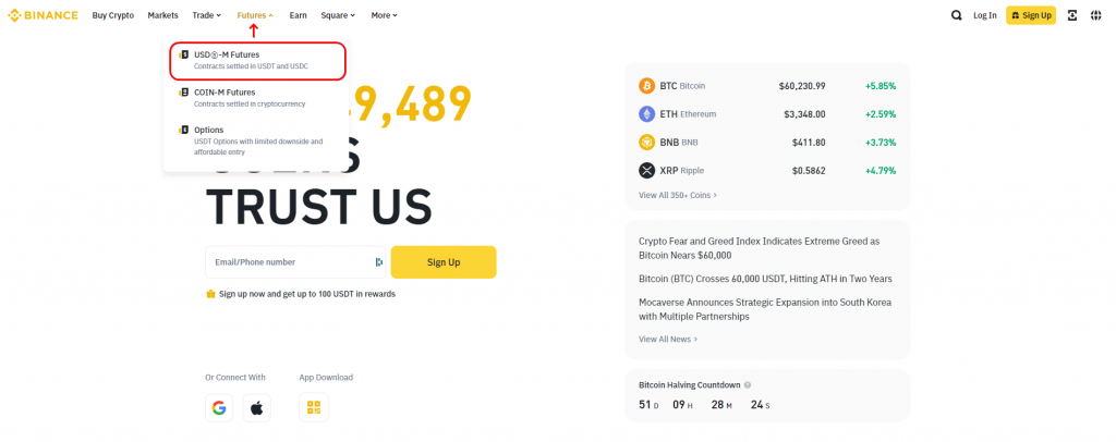 How to scalp Binance futures: Select 