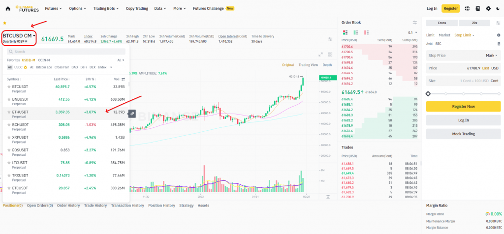 How to scalp Binance futures: Select an instrument among COIN-M futures